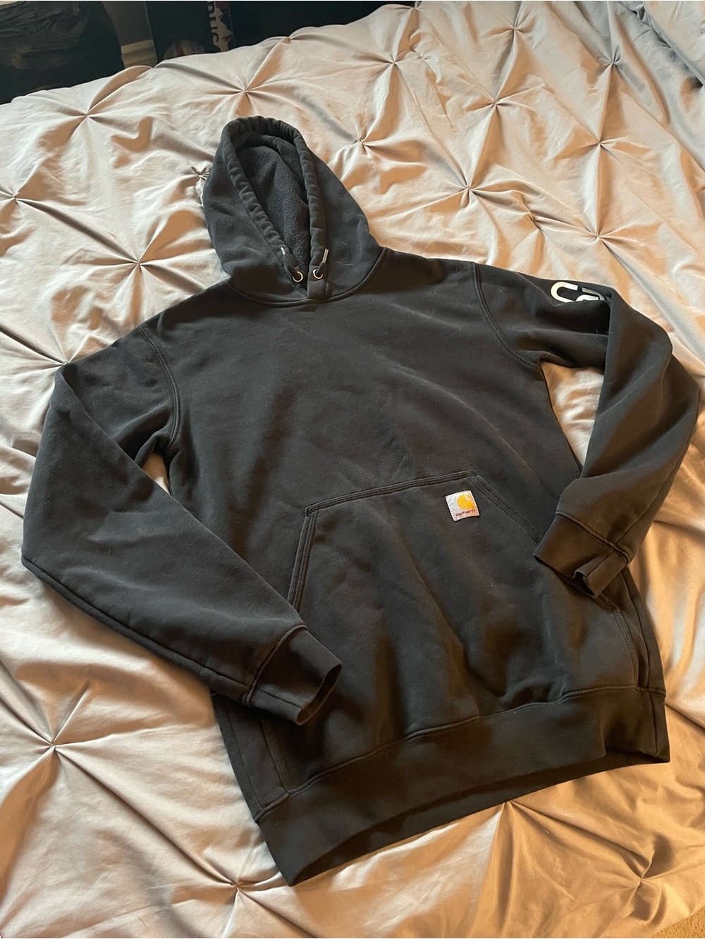 Carhartt Black Hooded Pullover with Logo Patch